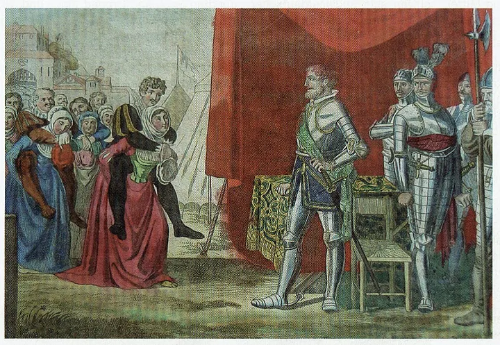 Иллюстрация к сказке о выносливых женах.