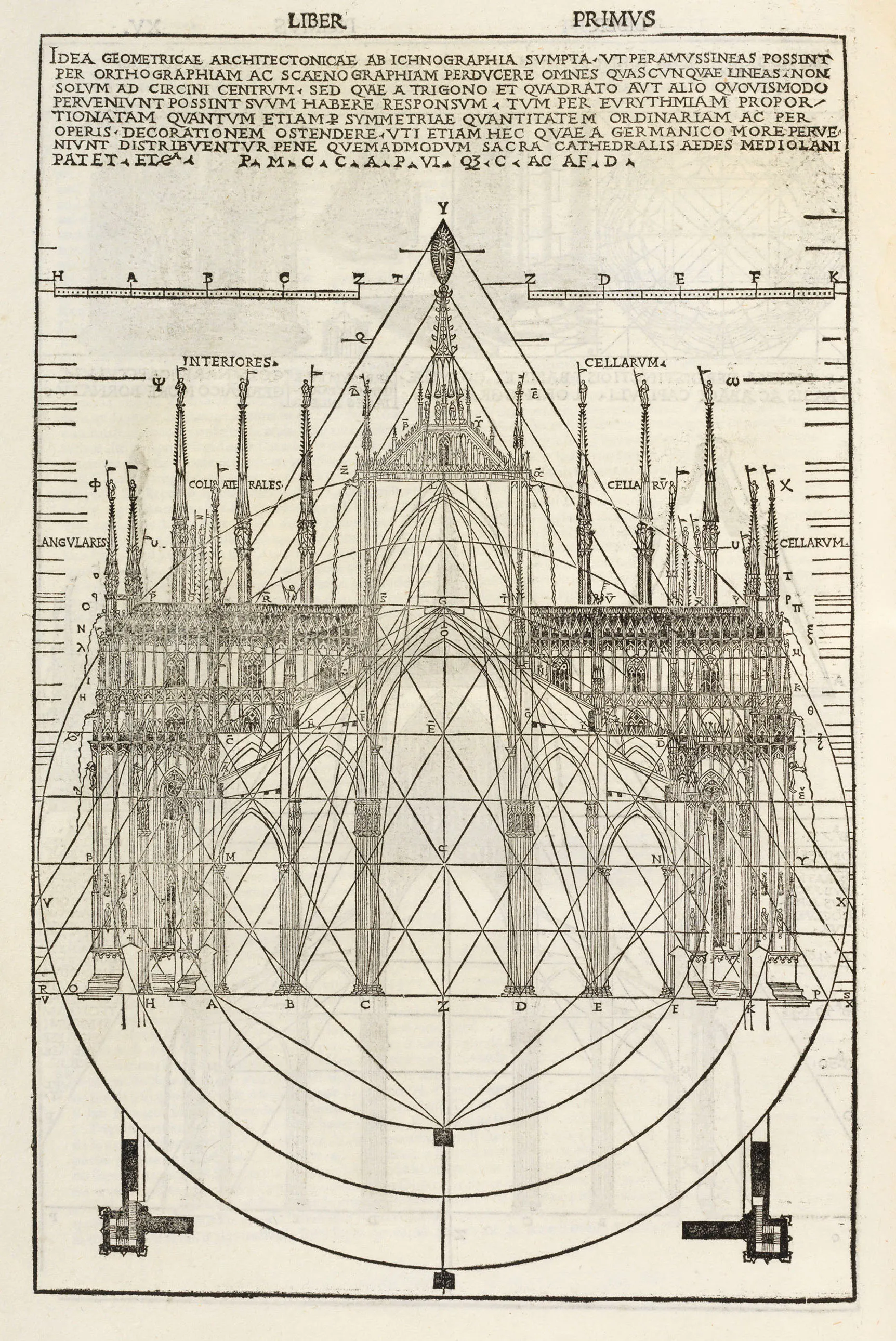 Иллюстрация из книги Витрувия. Еще один готический собор? Напоминает Миланский.